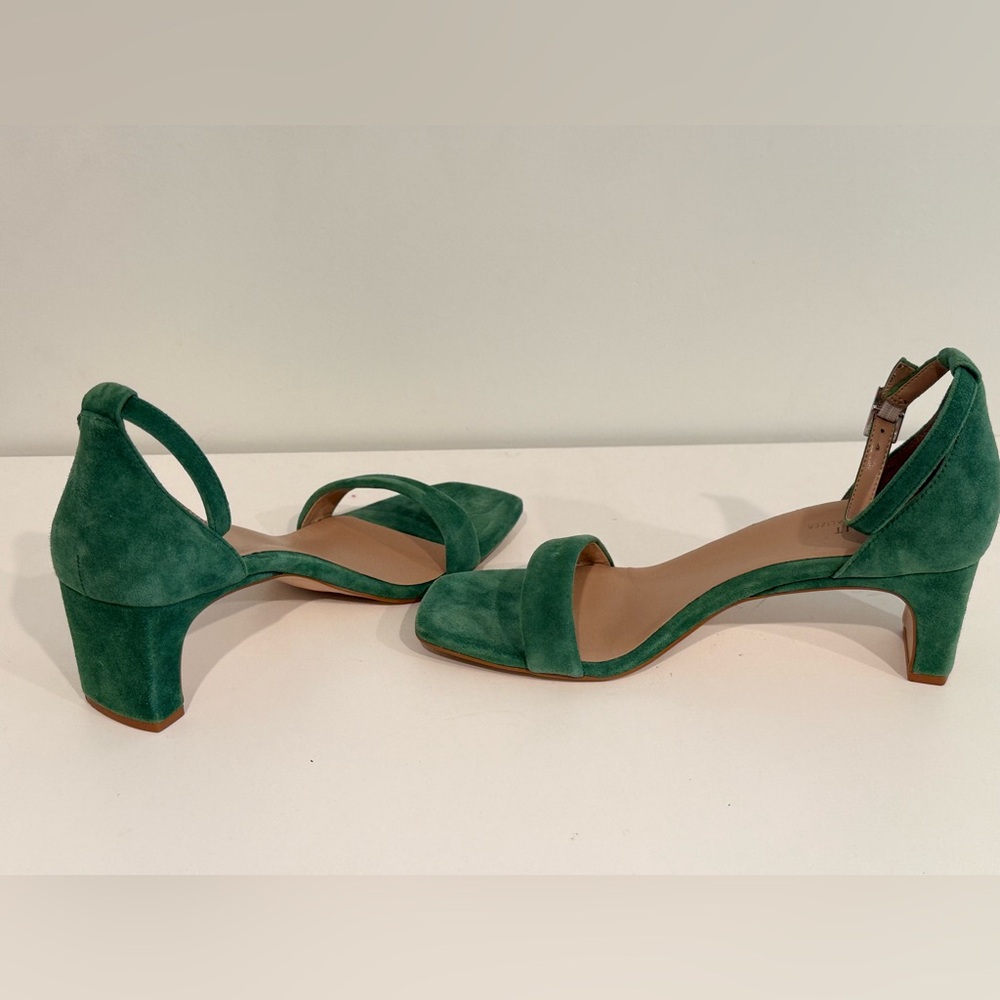 NATURALIZER 27 Edit Iriss Green Suede Leather Sandal Heel Sz 9.5 B 40.5 - Picture 5 of 10